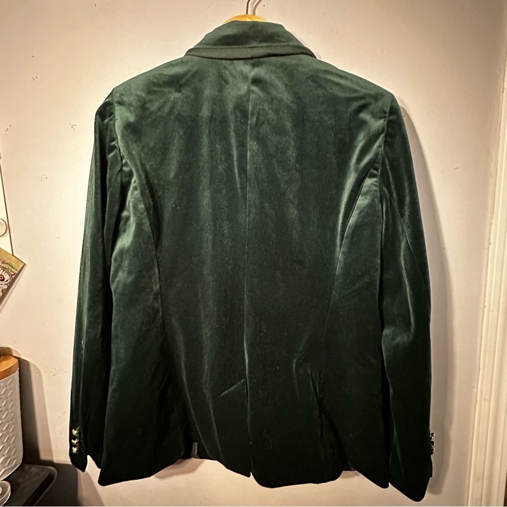 ADRIENNE VITTADINI Forest Green Velvet Blazer with Gold Buttons - Picture 10 of 12